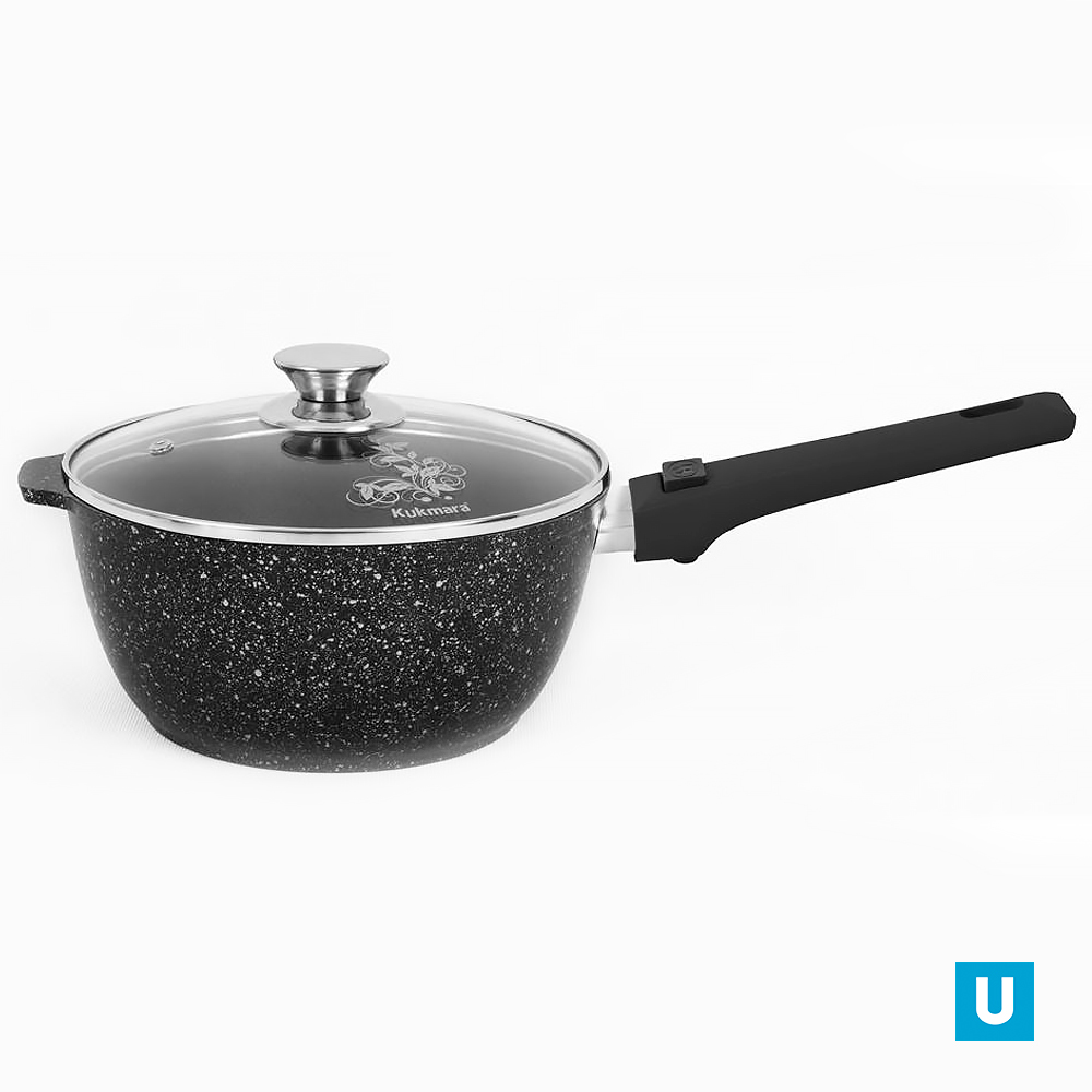 Ковш 2,2л со съемной ручкой, стекл. крышкой, АП (темный мрамор)