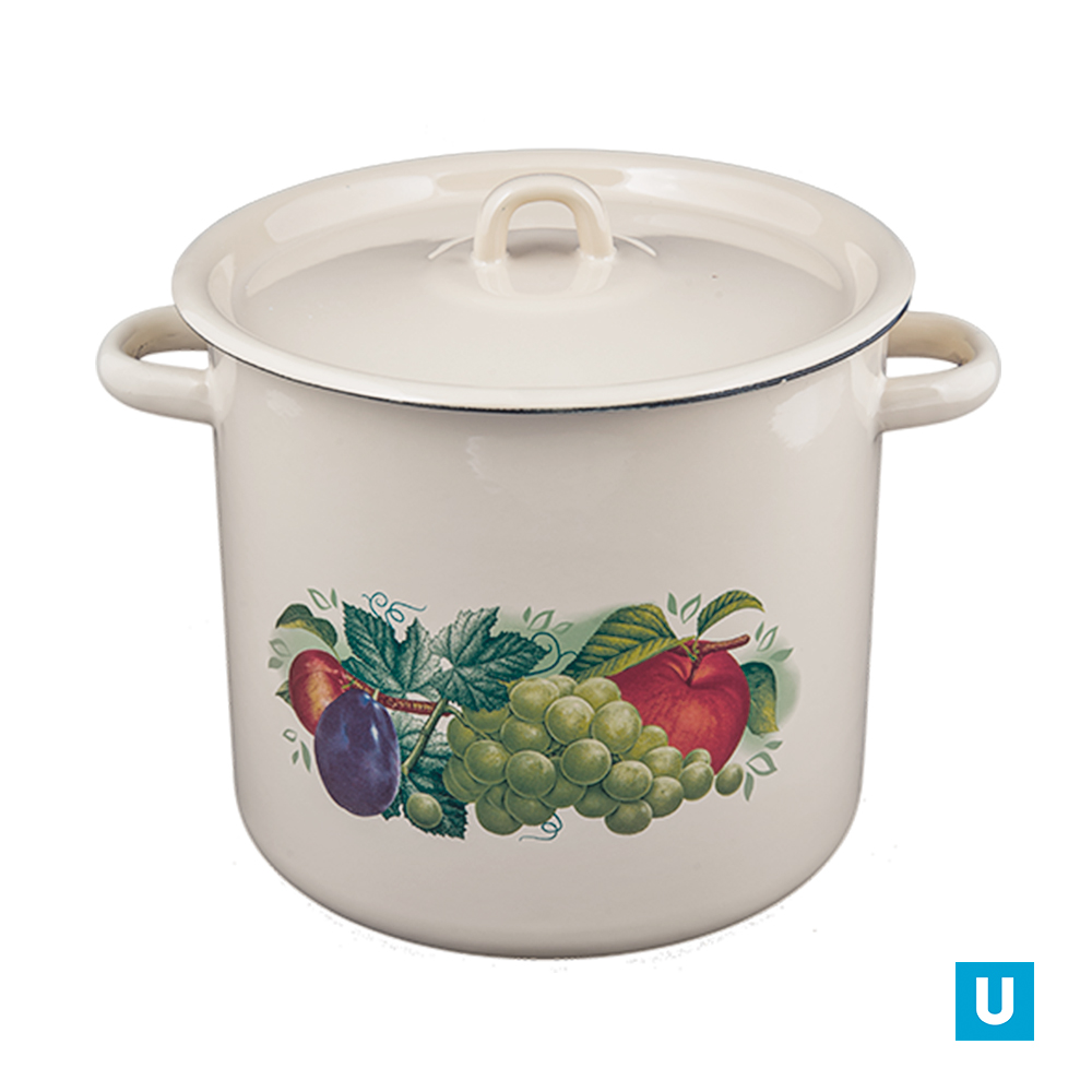  Кастрюля цилиндрическая 9 л декор с петлёй