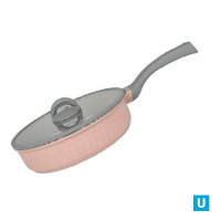 Сковорода 240мм с ручкой,со стеклянной крышкой, АП линия "Стелла" (капучино)