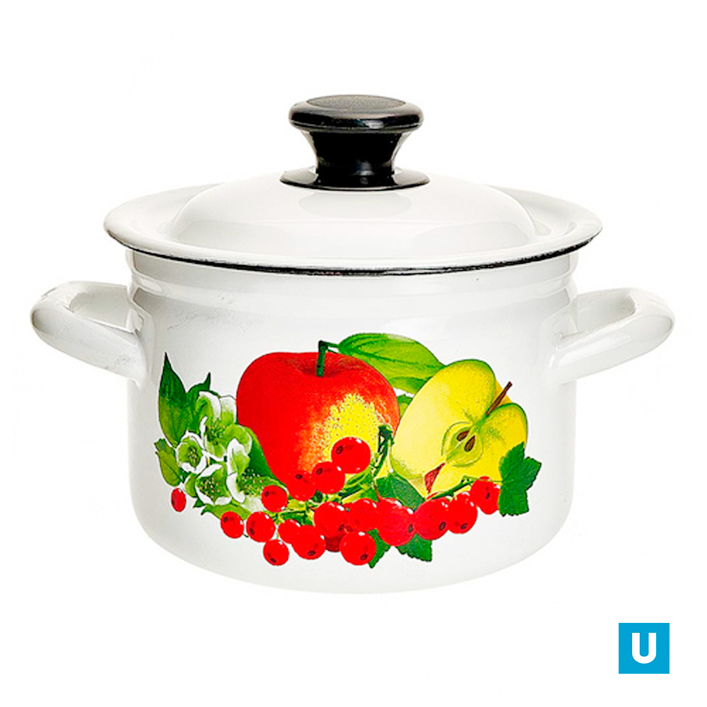 Кастр.цил. борт. 4л (белая) С декором , арт. 41704-142/6