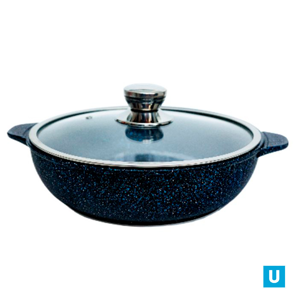 Жаровня 28см.,серии"Мегалит 14" Гранит а/п, ст/кр.