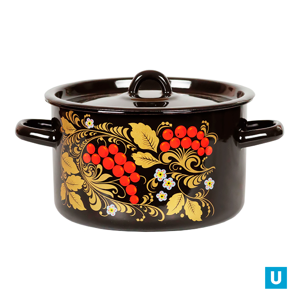 Кастрюля цил. 4,5л с рис., черная 1с17с