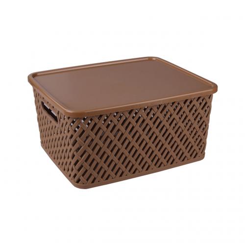 Корзина "Плетенка" с крышкой (350ммх290ммх175мм) Коричневая 
