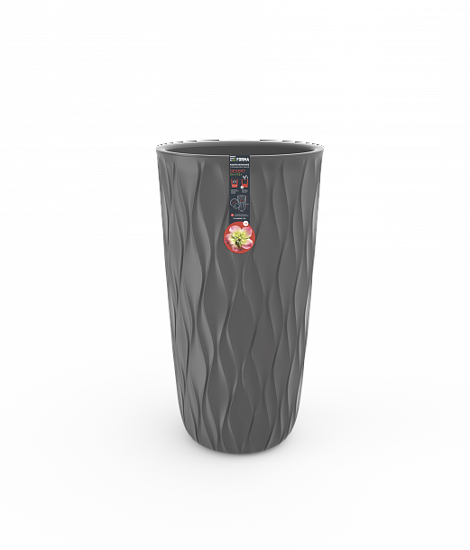 Горшок для цветов с дренажной вставкой 21л серый