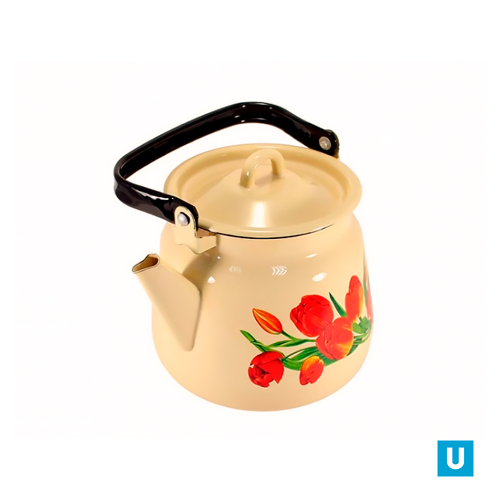  Чайник 3,5 л сфер. декор палевый с петлёй