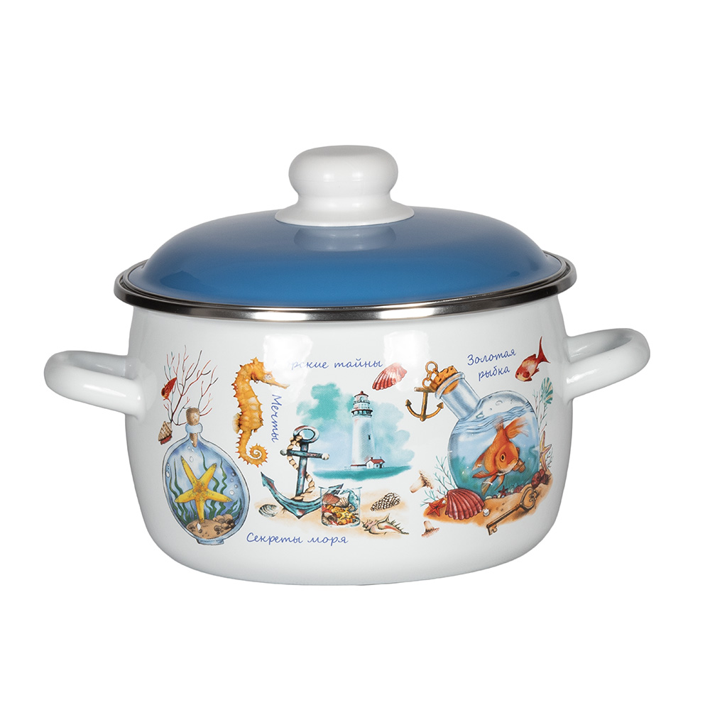 Кастрюля сф. 4л, белосн., Золотая рыбка, 6RC201M