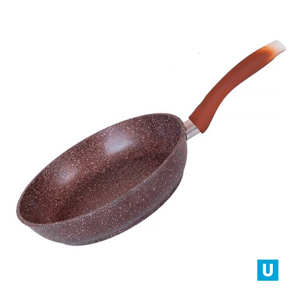 Сковорода 240/60мм с ручкой, АП (кофейный мрамор)