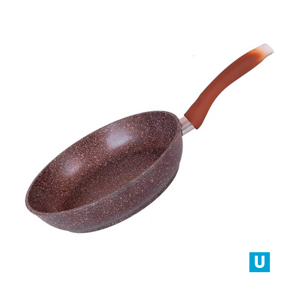 Сковорода 280/65мм с ручкой, АП (кофейный мрамор)