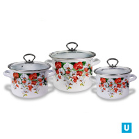 набор Аристократка-5-1-Люкс (белая) кастрюля с плоским дном 2.4л,3.4л,5.0л, арт.