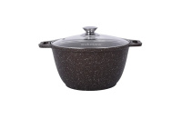 Кастрюля 3л со стекл. крышкой АП (кофейный мрамор) линия "Marble Induction"
