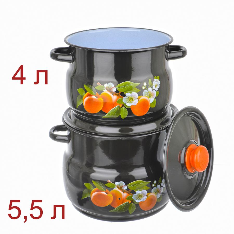 Набор №10 "Абрикос" чёрный (кастрюля сферическая:4л/5,5л)