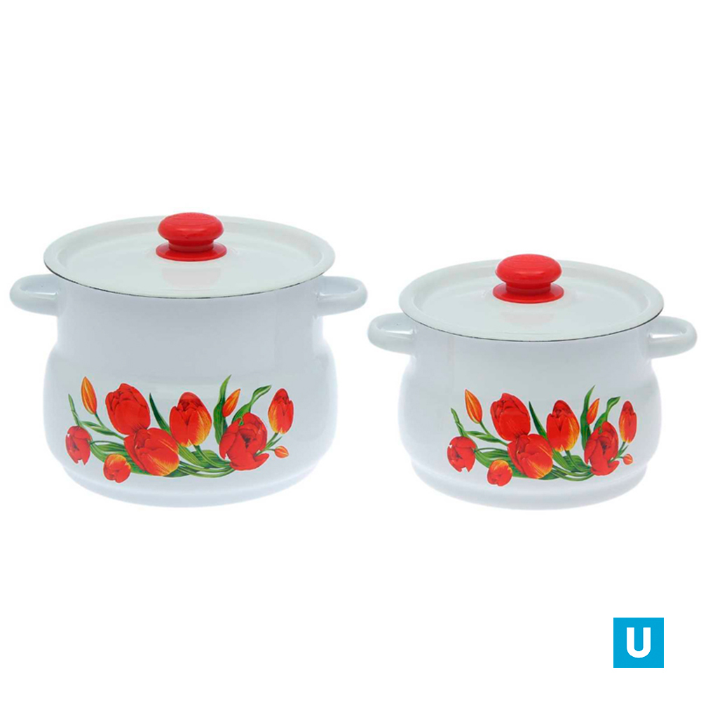набор 10 белый Тюльпаны кастрюли сфер 4л 5,5л