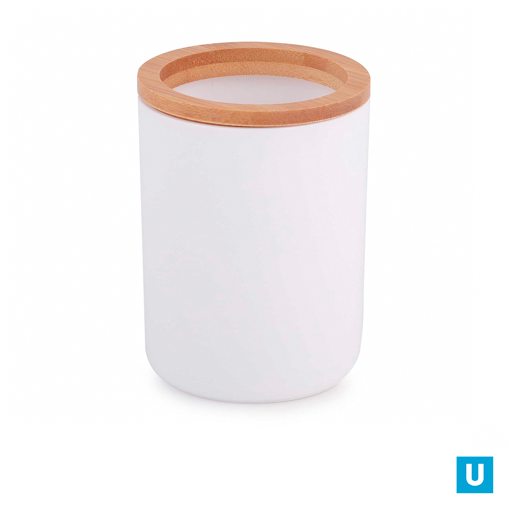 Стакан для зубных щеток "Бамбук" (белый) 7,3*11,3см (уп.18)