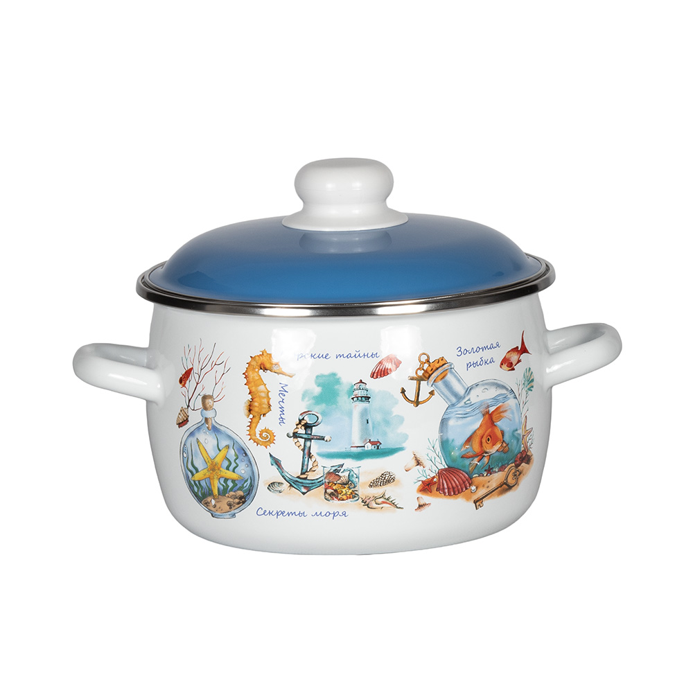 Кастрюля сф. 3л, белосн., Золотая рыбка, 6RC181M