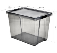 Ящик для хранения Хенди 30л черный прозрачный