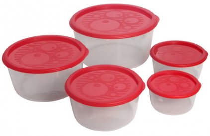 Набор контейнеров круглых низких многофункциональных 5шт С264 Цвет в асс-те МАРТИКА (Барнаул) уп.12