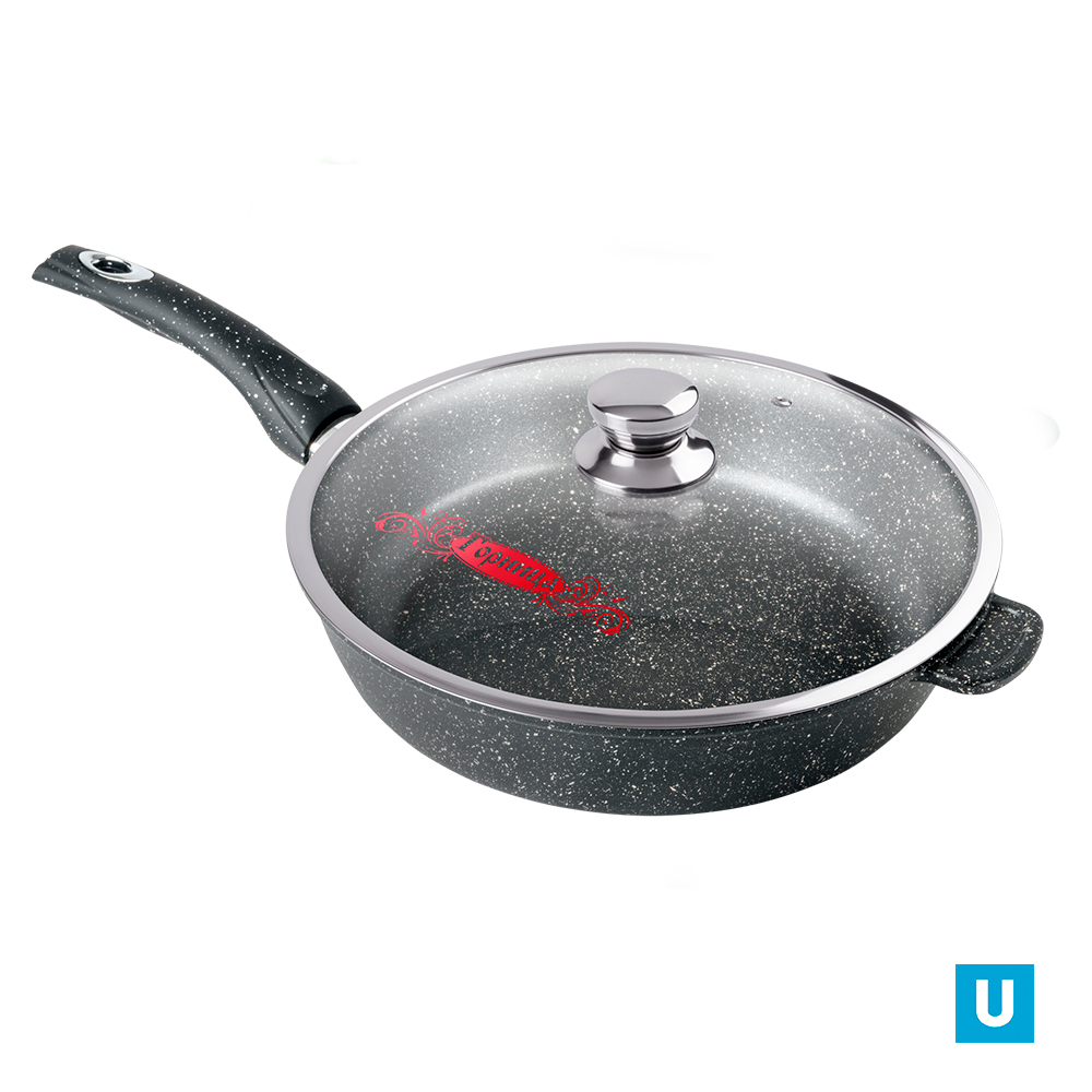 Сковорода 280/70мм Гранит пласт/руч. с кр. (п/у), с2852аг