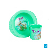 Набор посуды (кружка 0,2л + тарелка на присосе) POLLY 