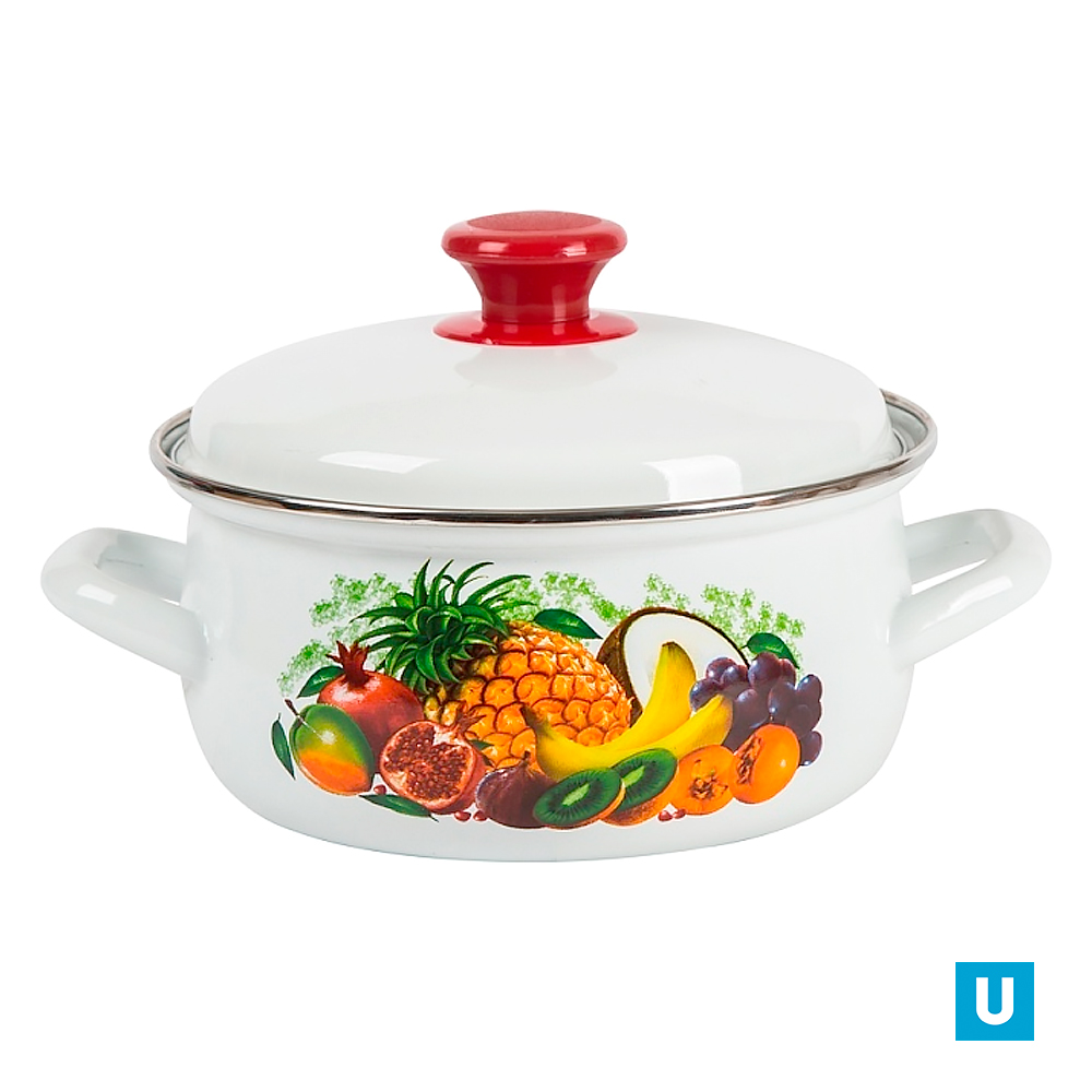 Кастрюля сфер. груш. об. 3л. (белая) с декором, арт. 61904-122/6