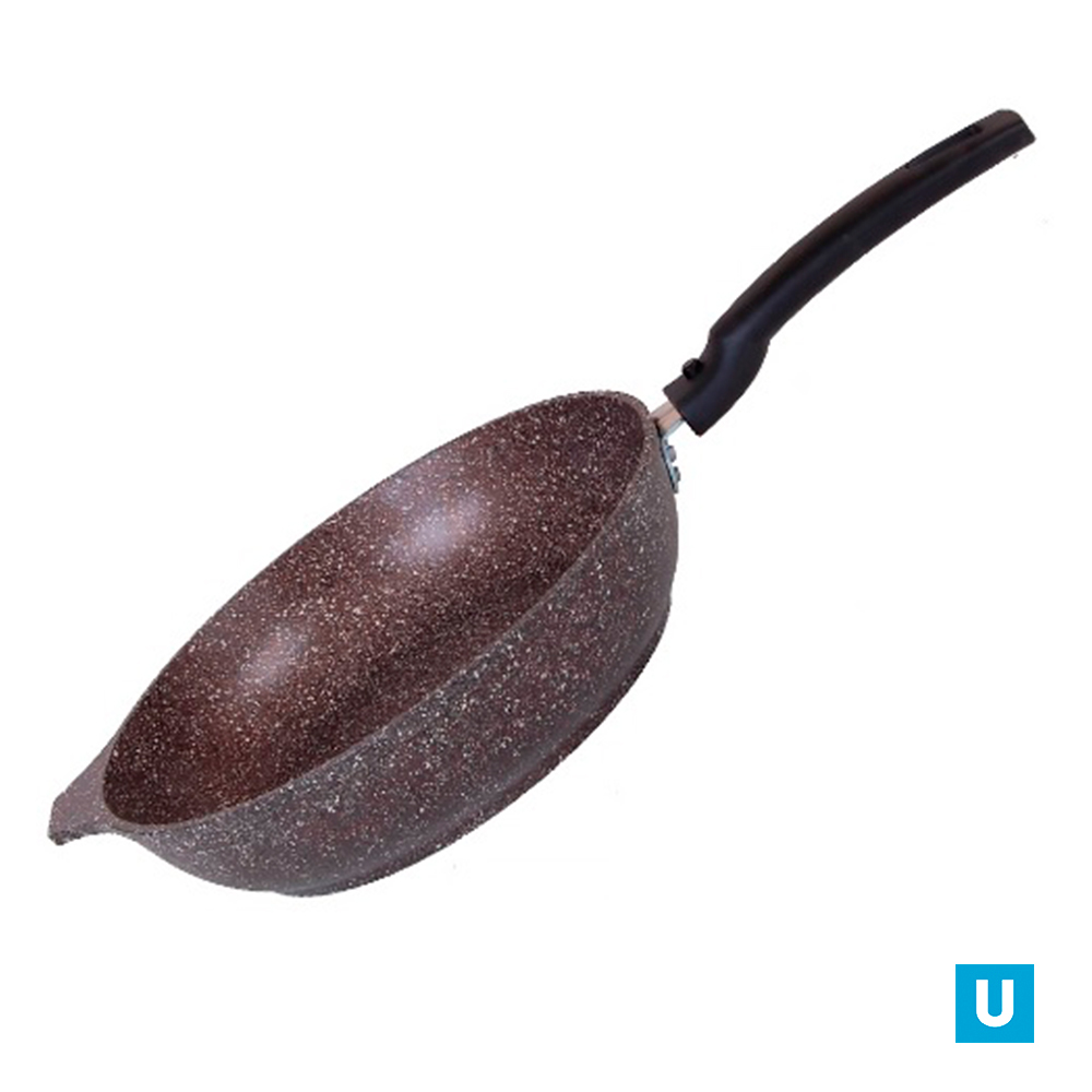 Сковорода 220/50мм со съемной ручкой, АП (кофейный мрамор)