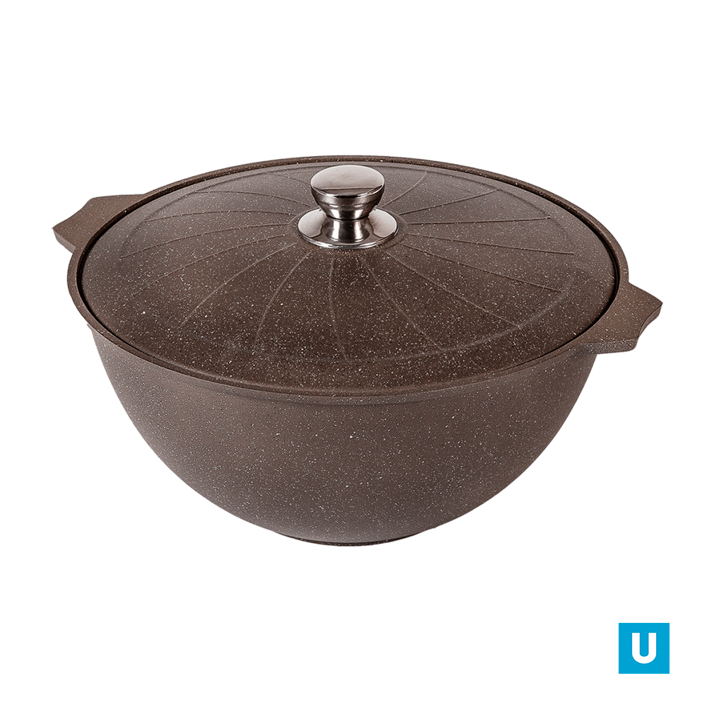 Казан для плова 10л АП Гранит brown алюминиевая крышка арт.510806***