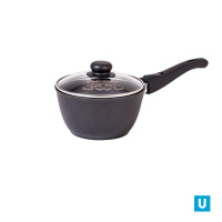 Ковш 1,2л АП Гранит со съемной ручкой и стеклянной крышкой арт. 081701