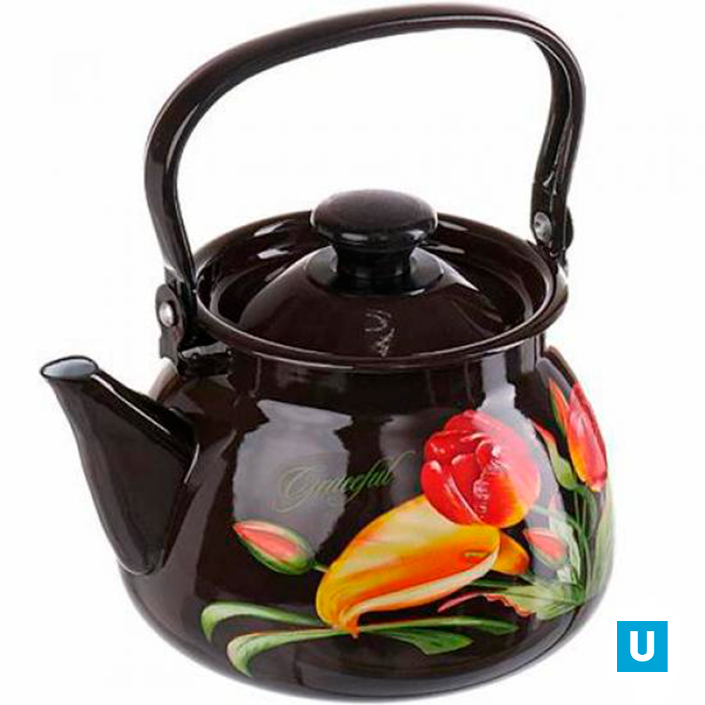 Чайник сферич. с мет.р.3л (коричневый) с декором, арт. 42104-122/6