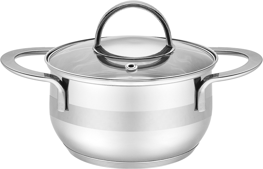 Кастрюля "Камелия" 1,9л нерж., ст./кр. (d-16см, h-9,5см) ТРС Капсульное дно Индукция