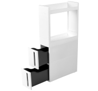 Стойка узкая Альба на колесах (2 ящика+2 секции) Белый  45 × 17 × 84,5 см.