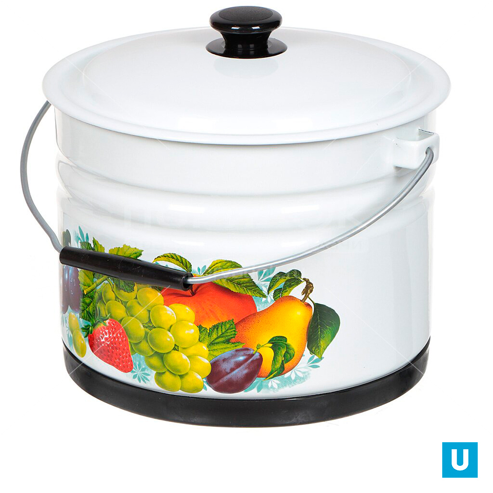 Ведро ц/шт с под с/кр 10л (белое) с декором арт. 41304-222/6