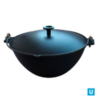 Котел литой чугунный 4,0л с дужкой с алюминиевой крышкой