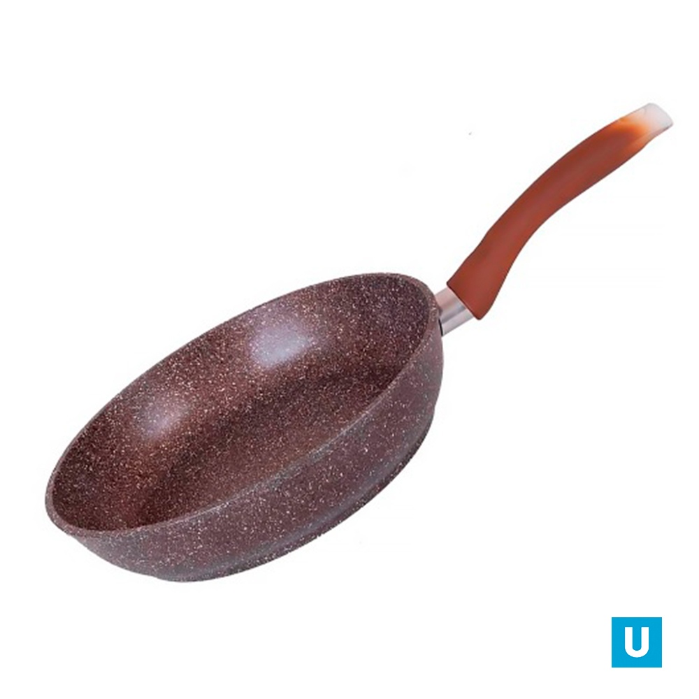 Сковорода 220/60 мм с ручкой, АП (кофейный мрамор)