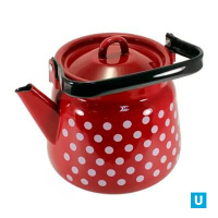  Чайник 3,5 л сфер. Белый горох, вишнёвый/чёрный рябчик с петлёй