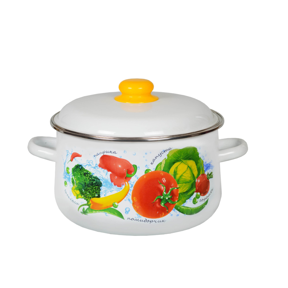 Кастрюля конич. 4л, белосн., Овощной фреш, 1с46я