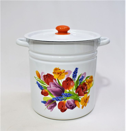  Кастрюля цилиндрическая 12 л декор с пл. кнопкой