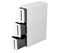 Стойка узкая Альба на колесах (3 ящика) Белый 45 × 17 × 63,5 см.