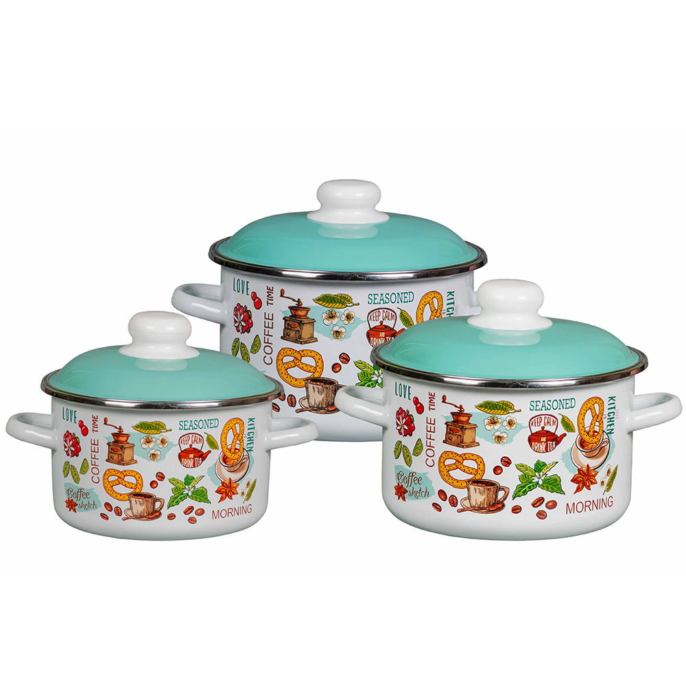 Набор из 3 пред.№02 "Утренний кофе", белосн.цил. 2,0; 3,0; 4,0 л, 6KB021M