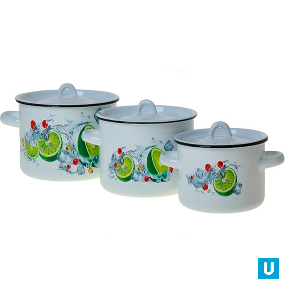 Набор из 3 пред. №112 "Мохито"белоснежн., цил. 2,9л; 4,5л; 7л  1с112 