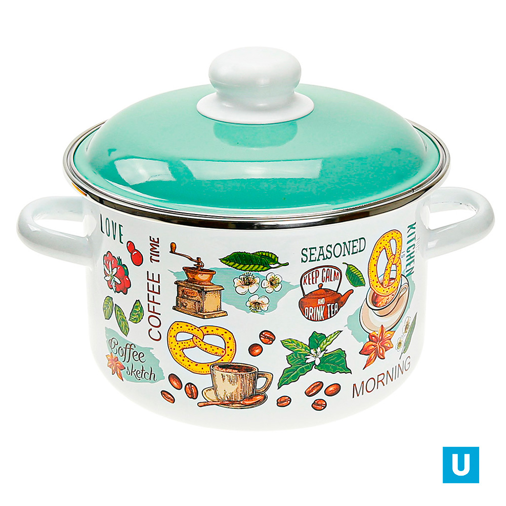 Кастрюля цил. 3л, белосн., Утренний кофе, 6RD181M