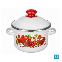 Кастрюля цилиндрическая 3 л с ободком, белая, декор Гранатовый сок