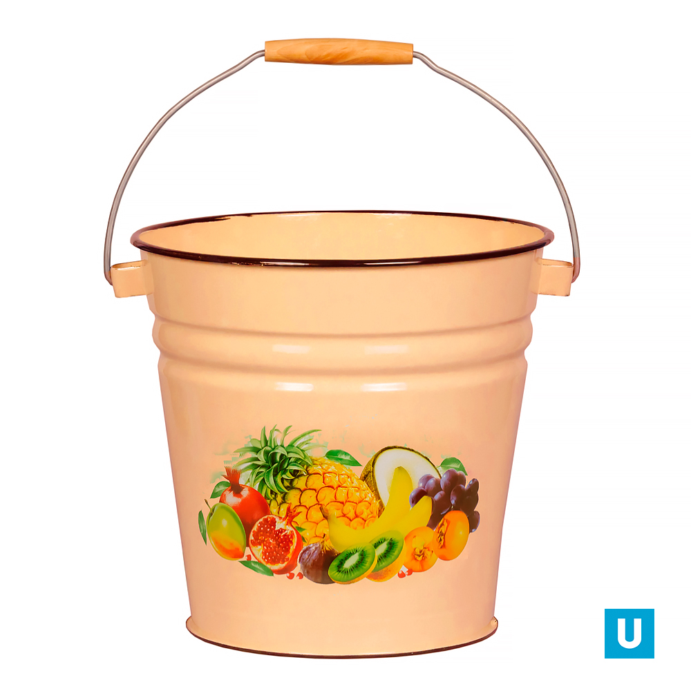 Ведро без крышки 12л  с рис.,кремовое 1с27с 