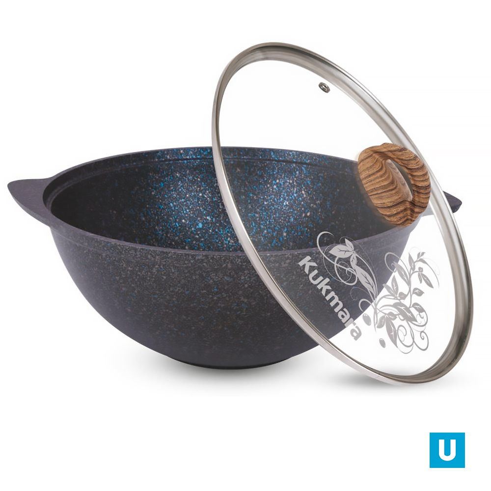 Казан для плова 3,5л со стекл. крышкой, АП линия "Granit ultra" (blue)