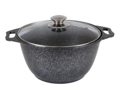 Кастрюля 6л со стекл. крышкой, АП (темный мрамор)