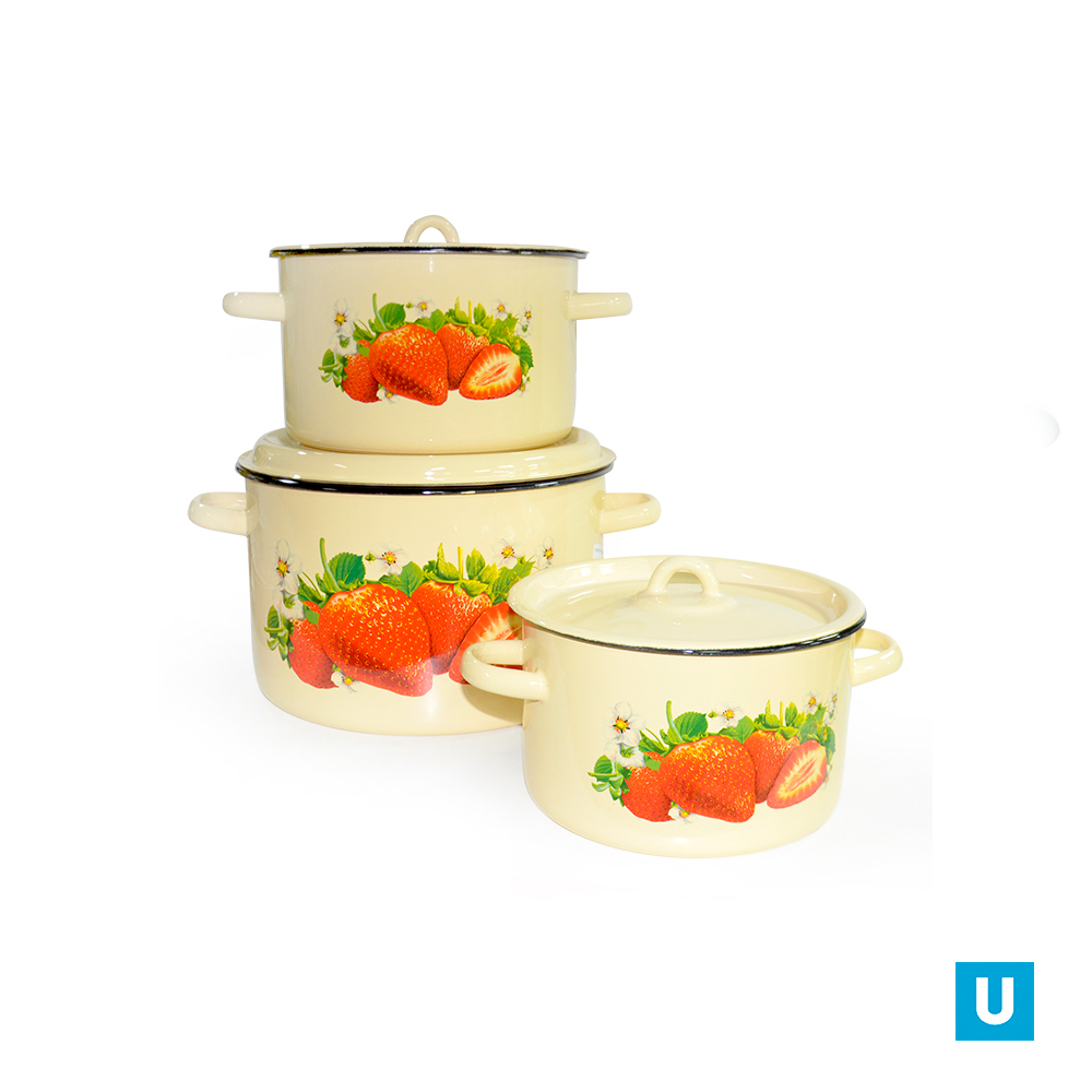 Набор из 3 предм. №116 "Клубника садовая" крем.цил. 1,5л; 7л; бак 18л, 1с116/1