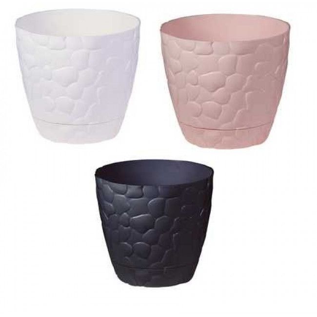 Кашпо "КАМНИ" 4,8л D220мм (Белый/Коричневый/Чайная роза/Серый)