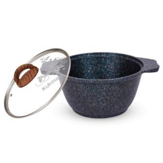 Кастрюля 3л со стекл. крышкой, АП линия "Granit ultra" (blue)