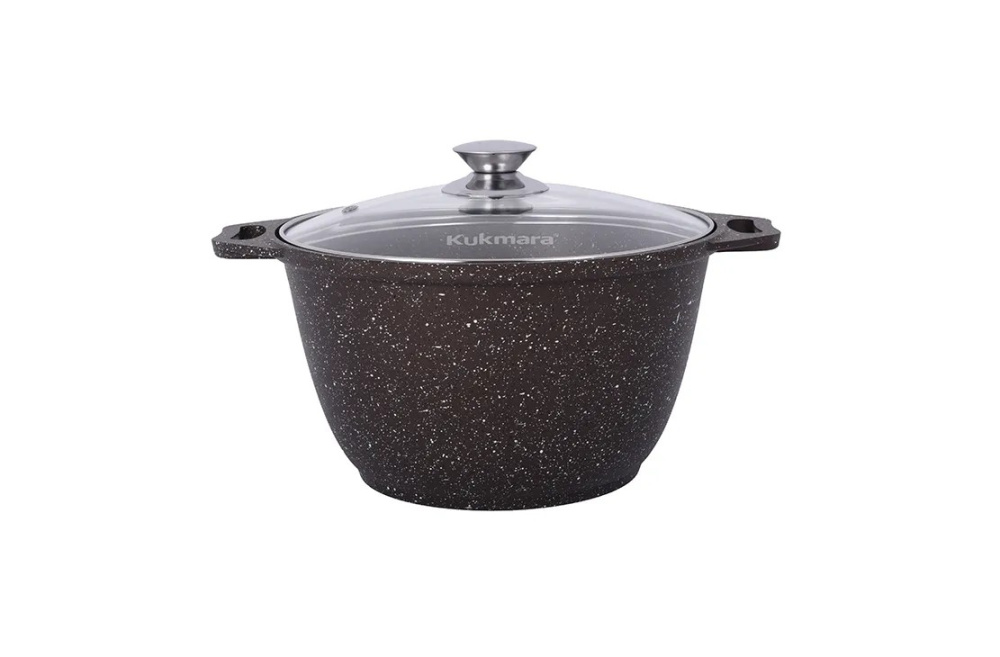 Кастрюля 4л со стекл. крышкой АП (кофейный мрамор) линия "Marble Induction"