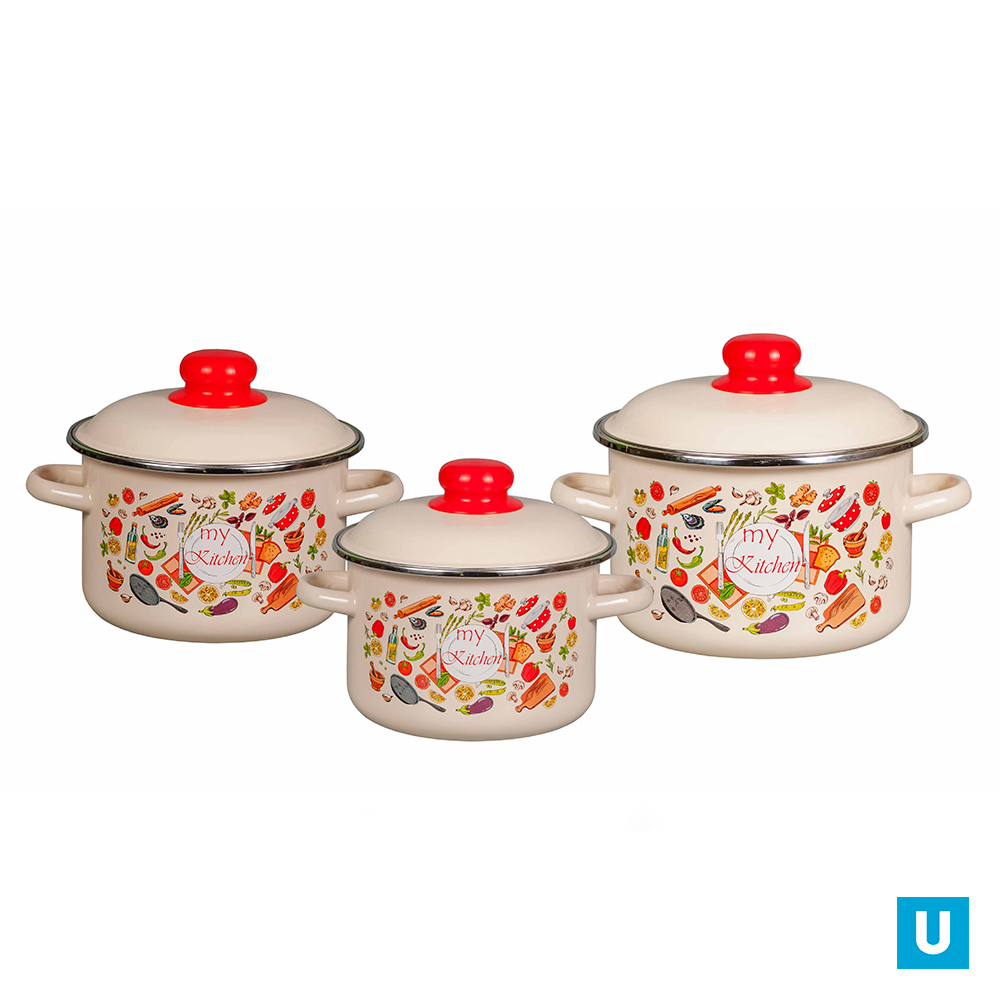 Набор из 3 пред.№19 "Моя кухня", слон.кость, цил. 2л; 3л; 5,5л 1KB191M