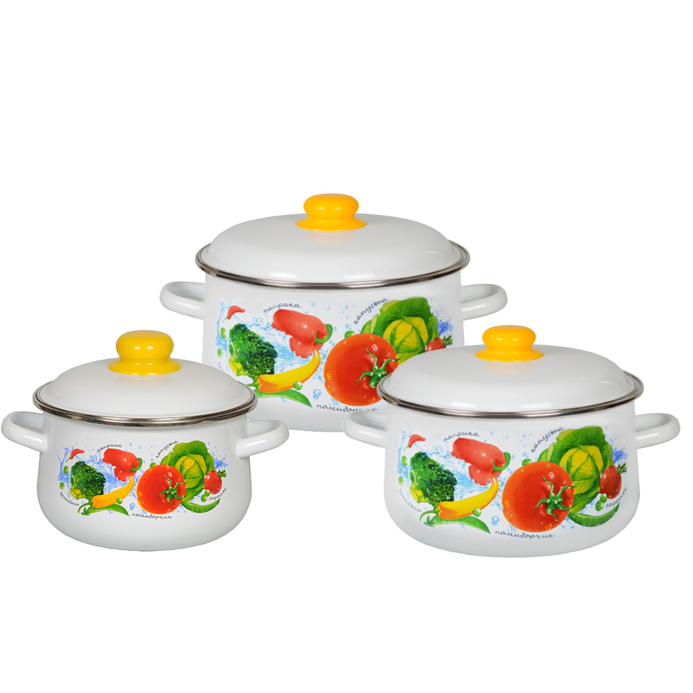 Набор из 3 пред.№408 "Овощной фреш", белосн. конич.2,0л,  4,0л, 5,5л 1с408