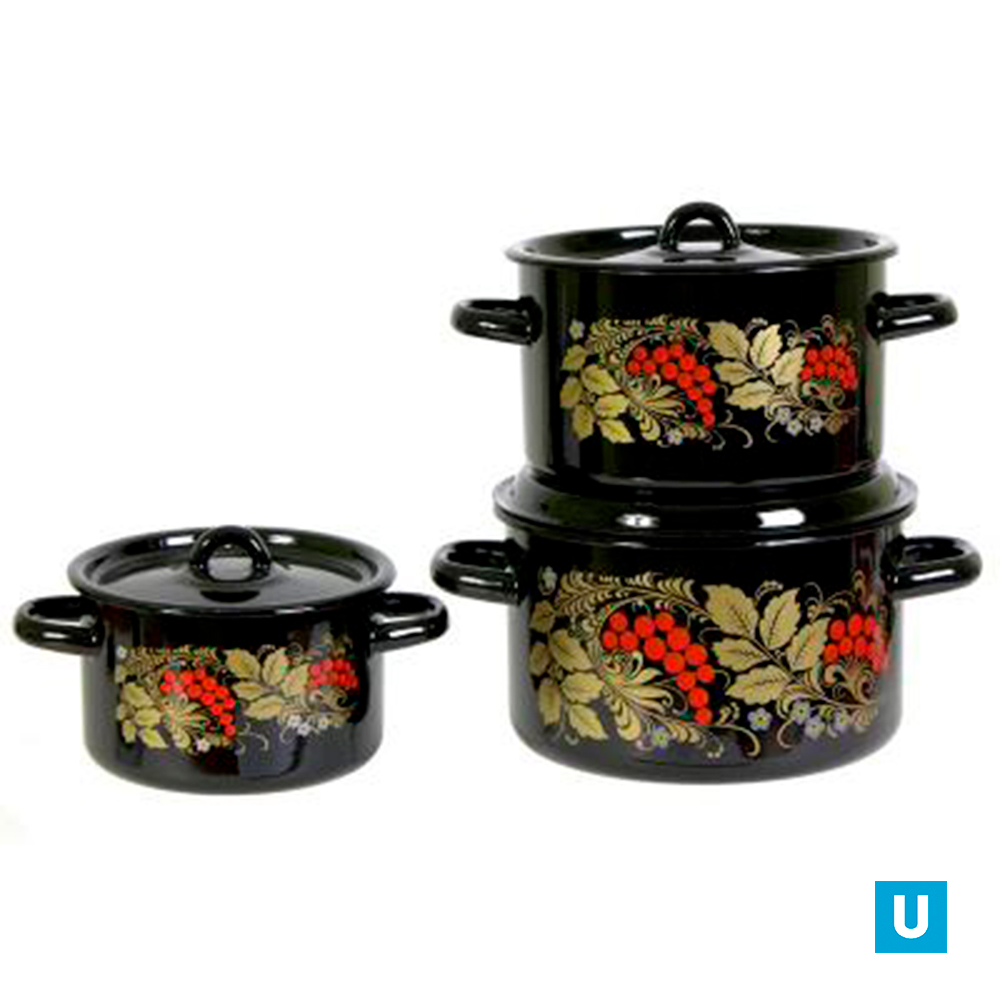 Набор из 3 пред. №112 "Рябина", черн.,цил. 2,9л; 4,5л; 7л 1с112